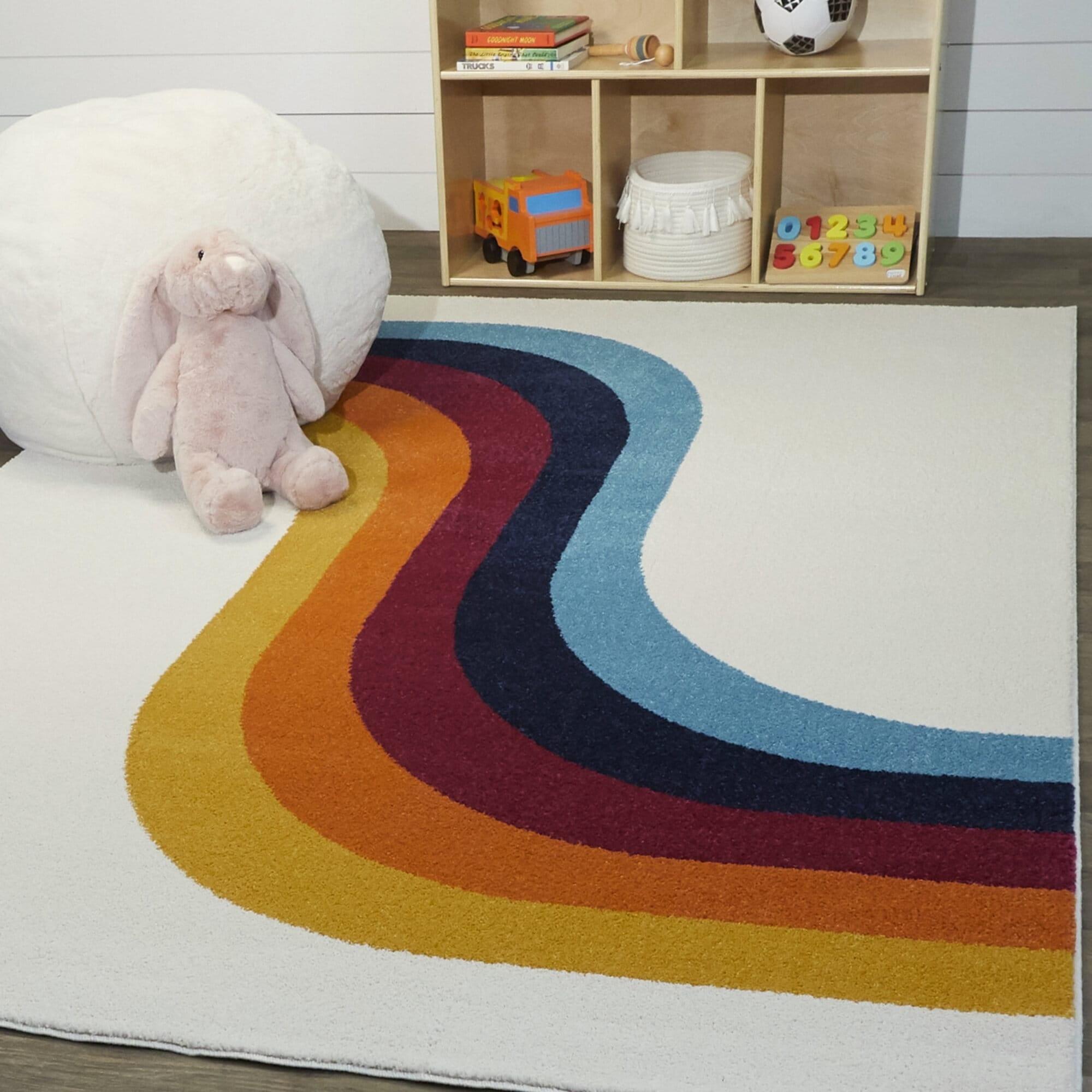 4'x6' Caroline Abstract Kids' Rug Cream - Balta Rugs: Playroom, Bedroom, Transitional, UV & Stain-Resistant
