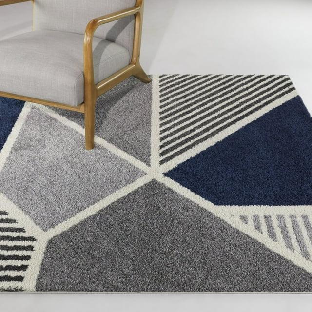 Balta Rafael Modern Geometric Area Rug Navy 5'3" x 7' 5' x 8'