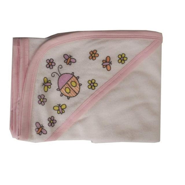 Bambini Hooded Towel With Pink Binding And Screen Prints