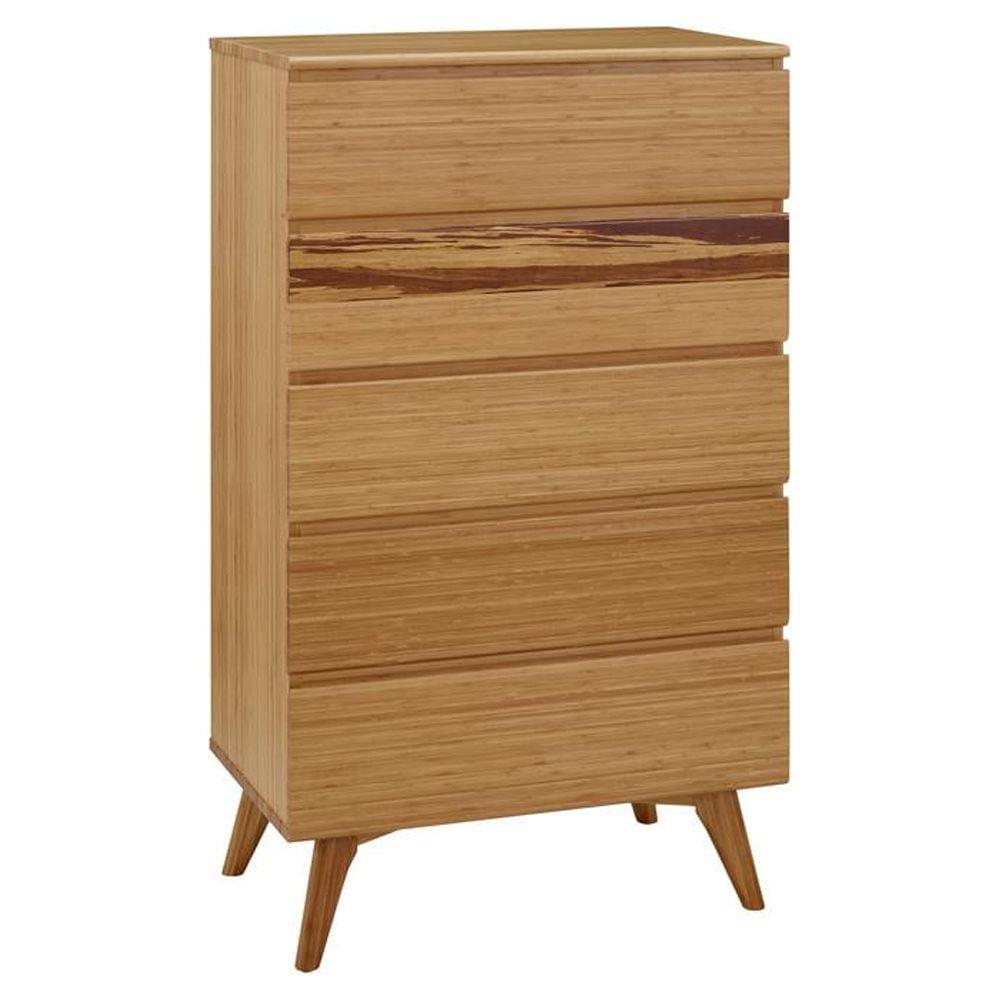 Caramelized Bamboo 5-Drawer Lingerie Chest with Soft Close Dovetail Drawers