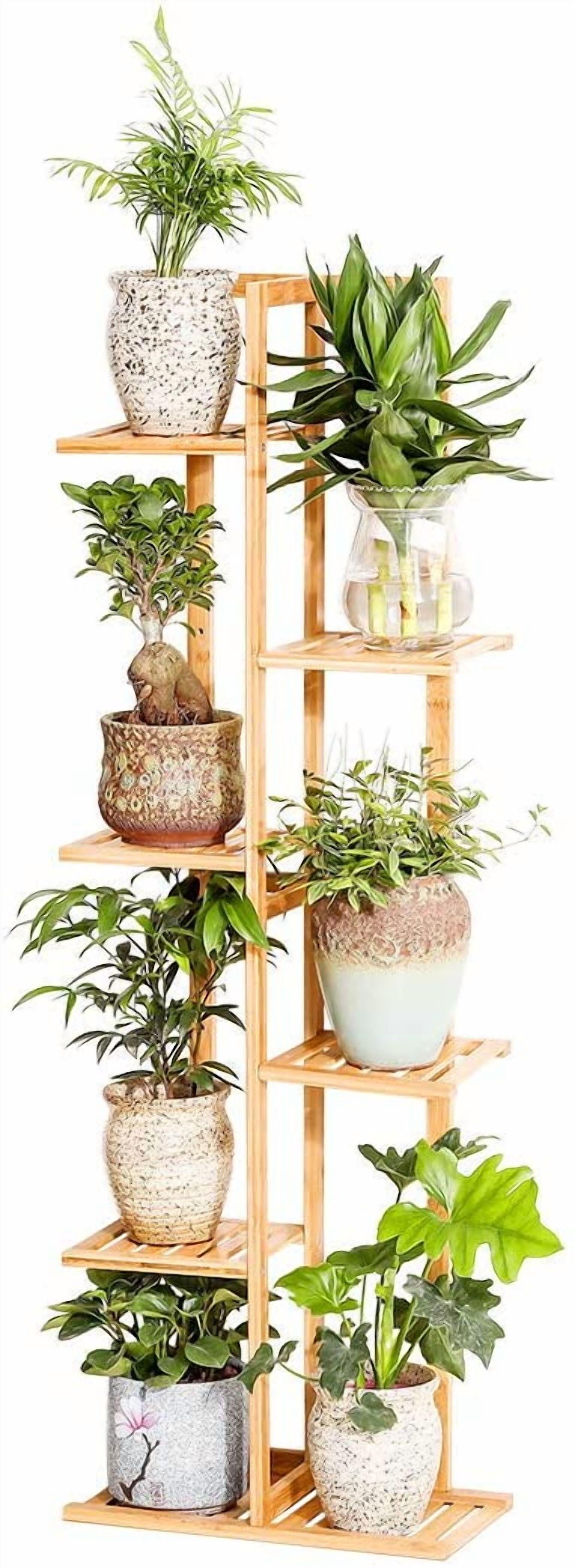 Bamboo 6 Tier 7 Potted Plant Stand Rack Multiple Flower Pot Holder Shelf Indoor Outdoor Planter Display Shelving Unit for Patio Garden Corner Balcony Living Room
