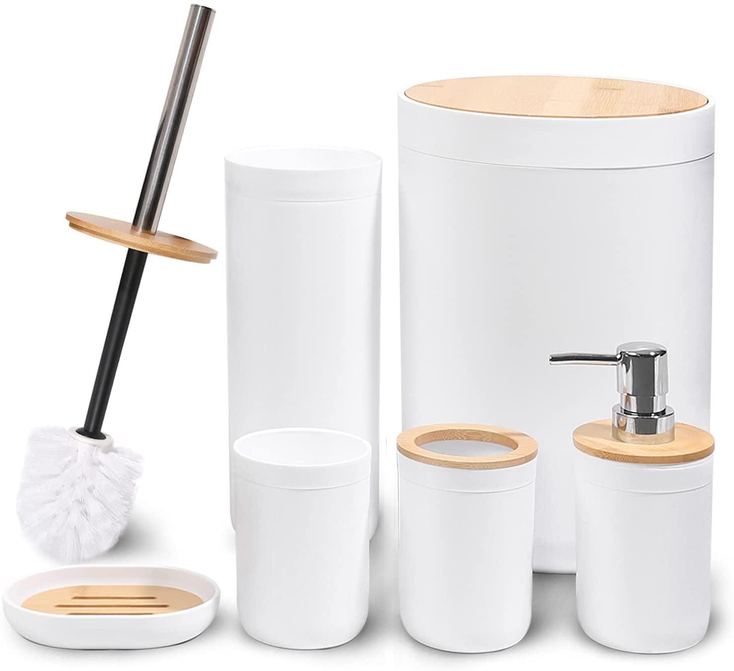 Home-Complete 6-Pc Bathroom Accessories Set, White