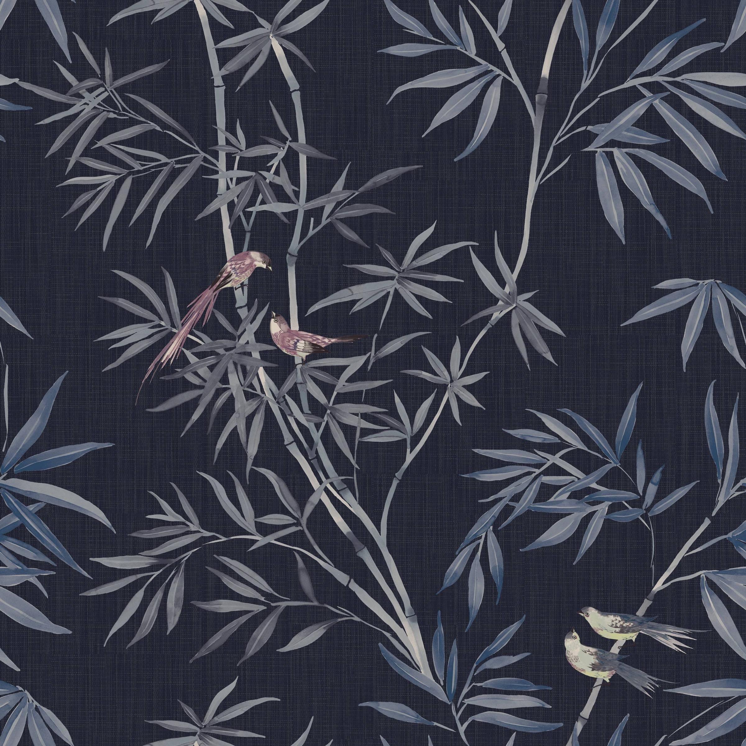 Tempaper & Co. Bamboo Chinoiserie Removable Peel and Stick Wallpaper, Nightfall, 28 sq ft: Vinyl, Self-Adhesive, Botanical Leaf Pattern