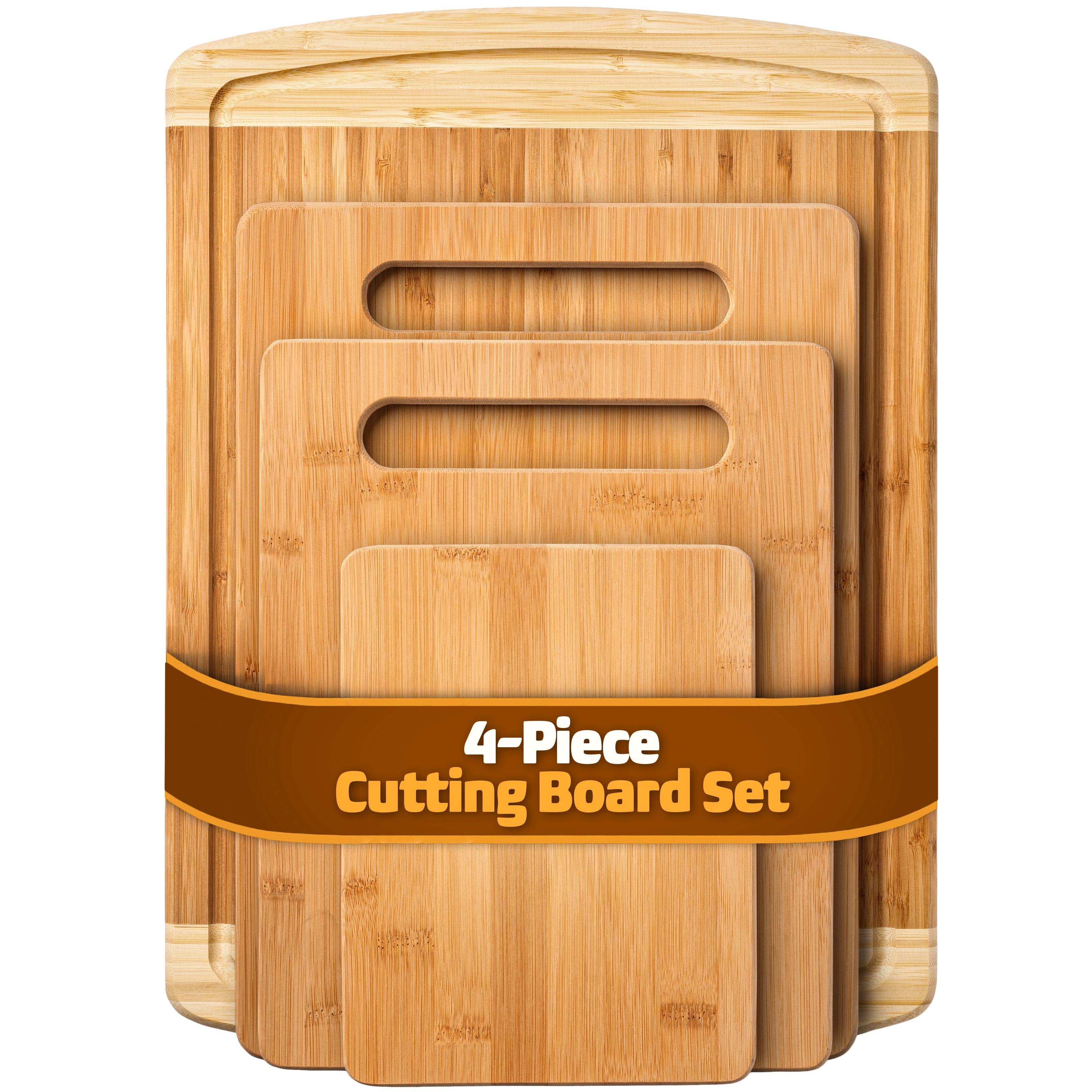 4-Piece Bamboo Wood Cutting Board Set with Juice Groove