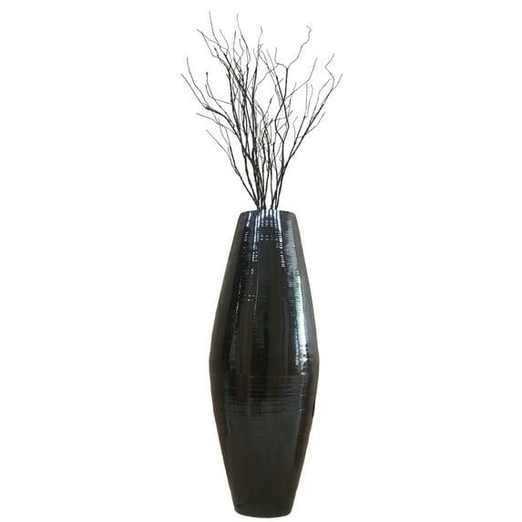 Uniquewise Tall Bamboo Floor Vase Cylinder, for Dining, Living Room, Entryway Decoration, 37 Inch Black
