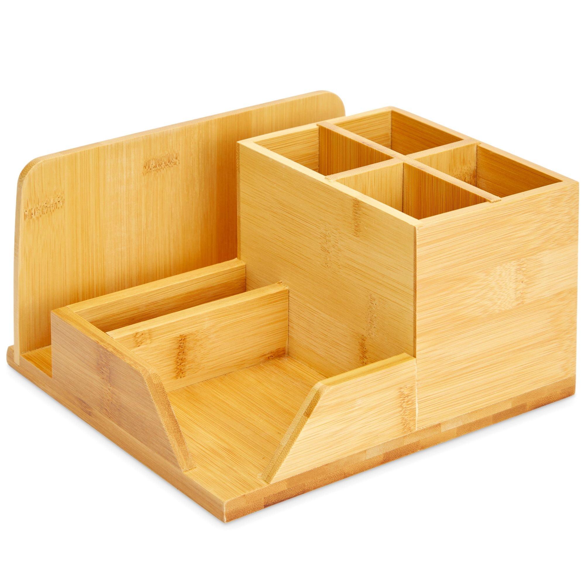 Bamboo Multifunction Desk Organizer with 7 Compartments