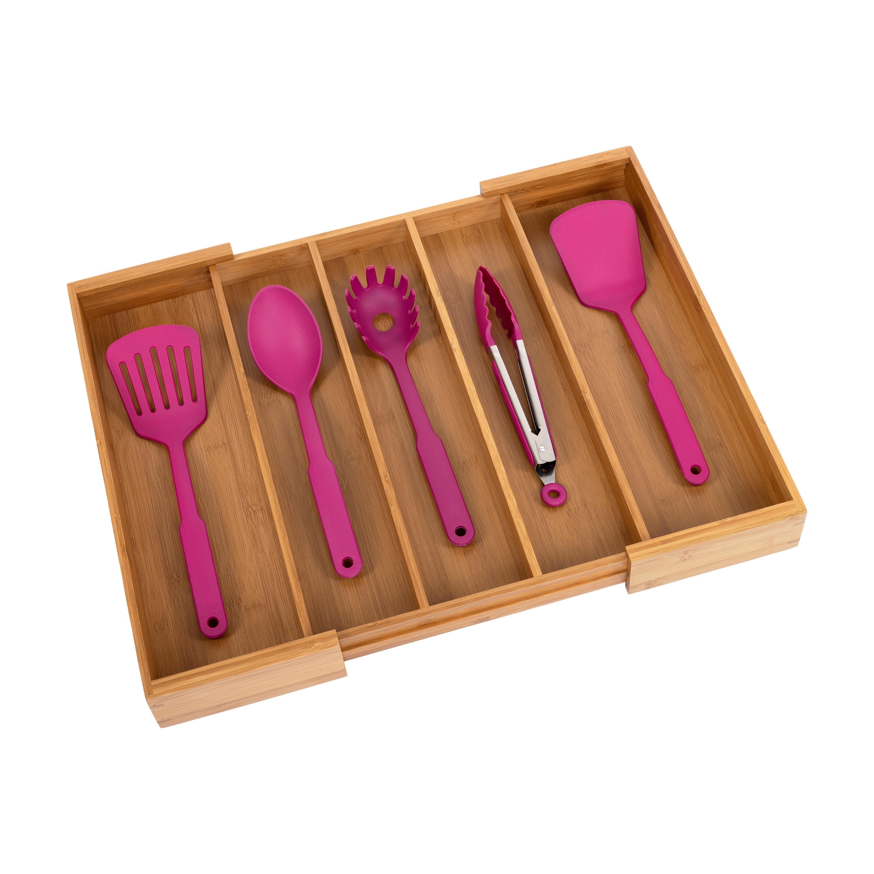 Expandable Bamboo 5-Compartment Cutlery Drawer Organizer