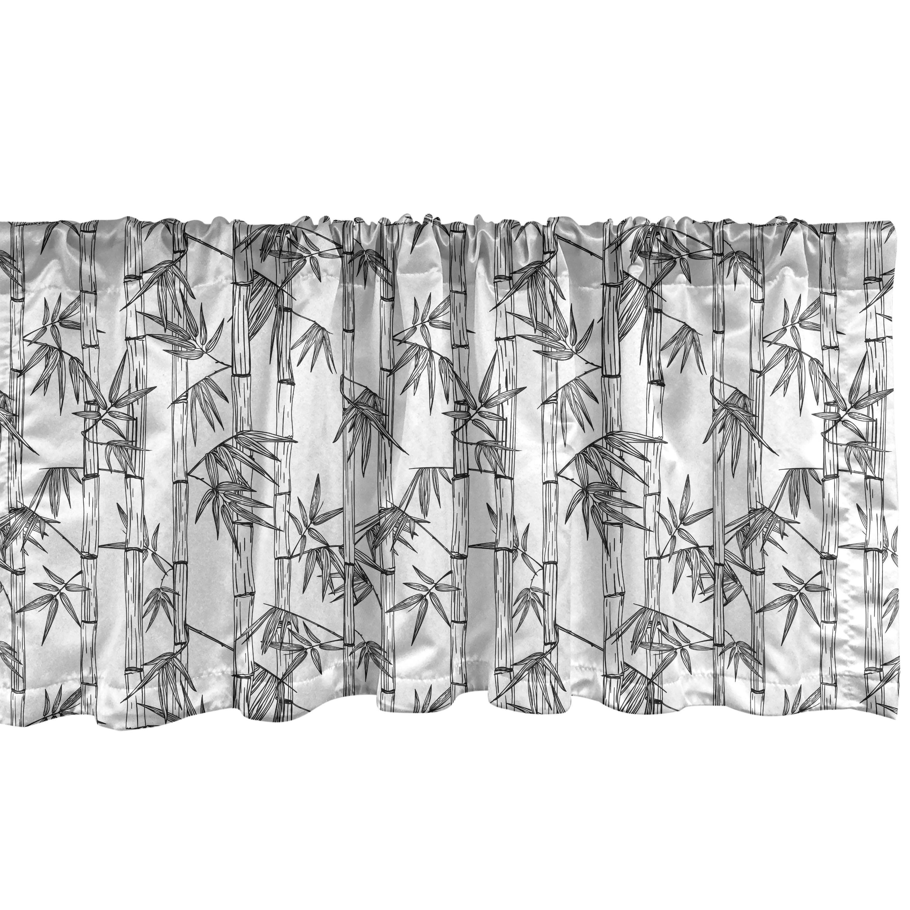 Ambesonne Asian Print Valance Pack of 2 Exotic Inspired Tree  Charcoal Grey and White