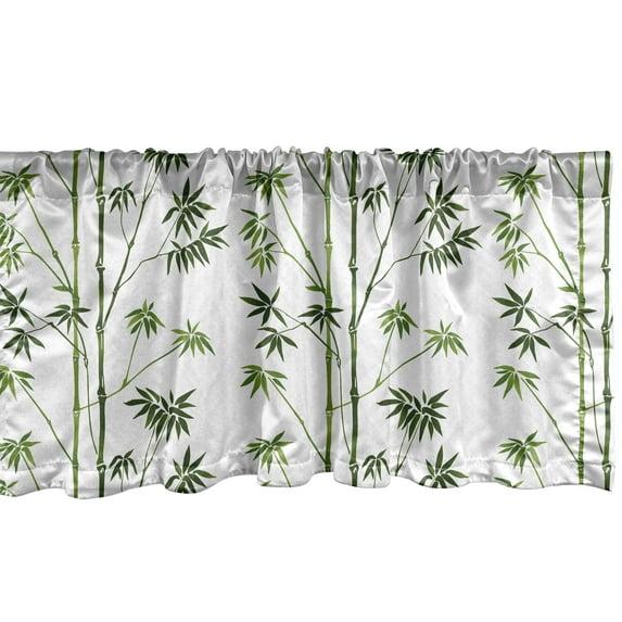 Ambesonne Ambesonne Asian Print Valance Pack of 2 Exotic Foliage Pattern  Olive Green Evergreen