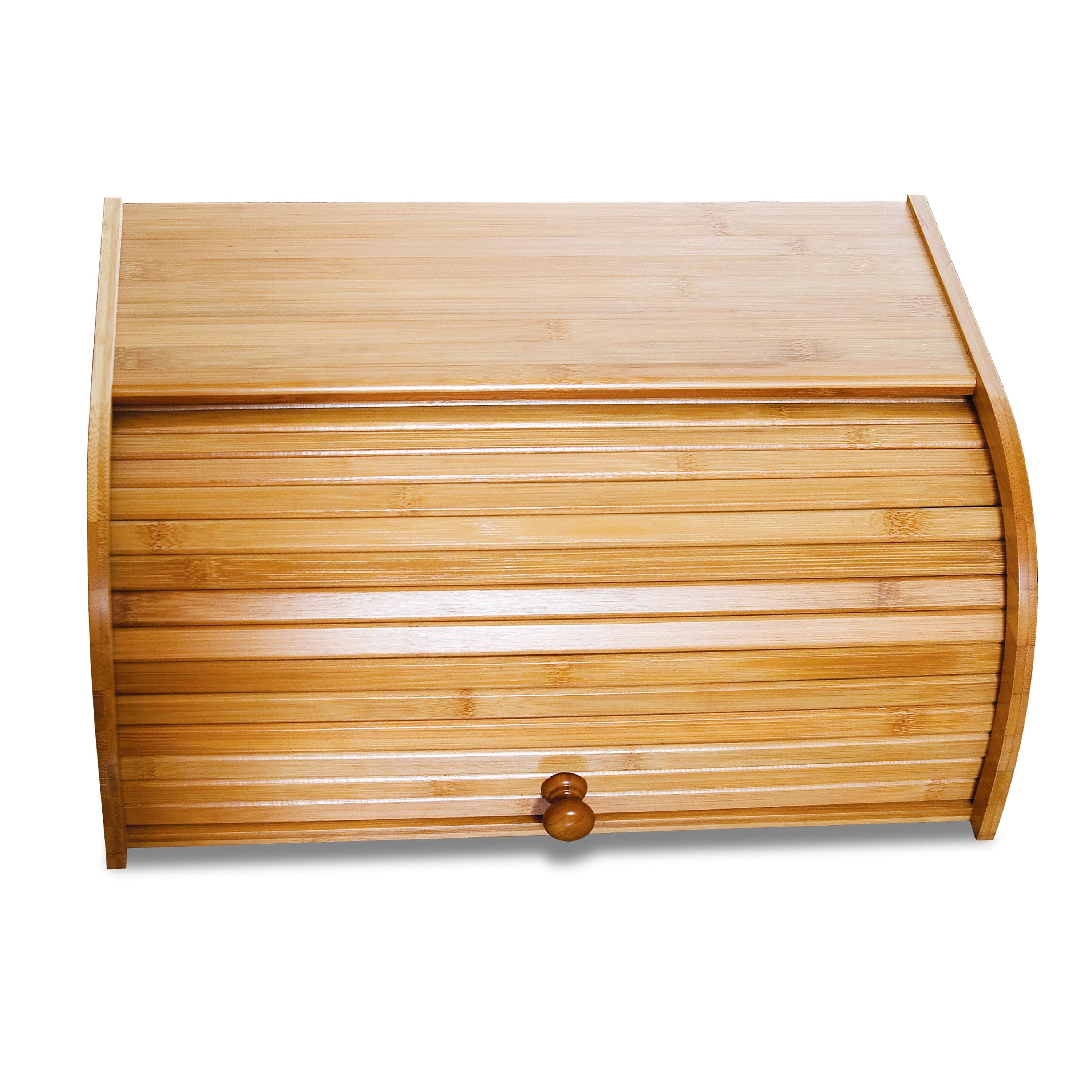 Natural Bamboo Rolltop Bread Box with Knob Handle