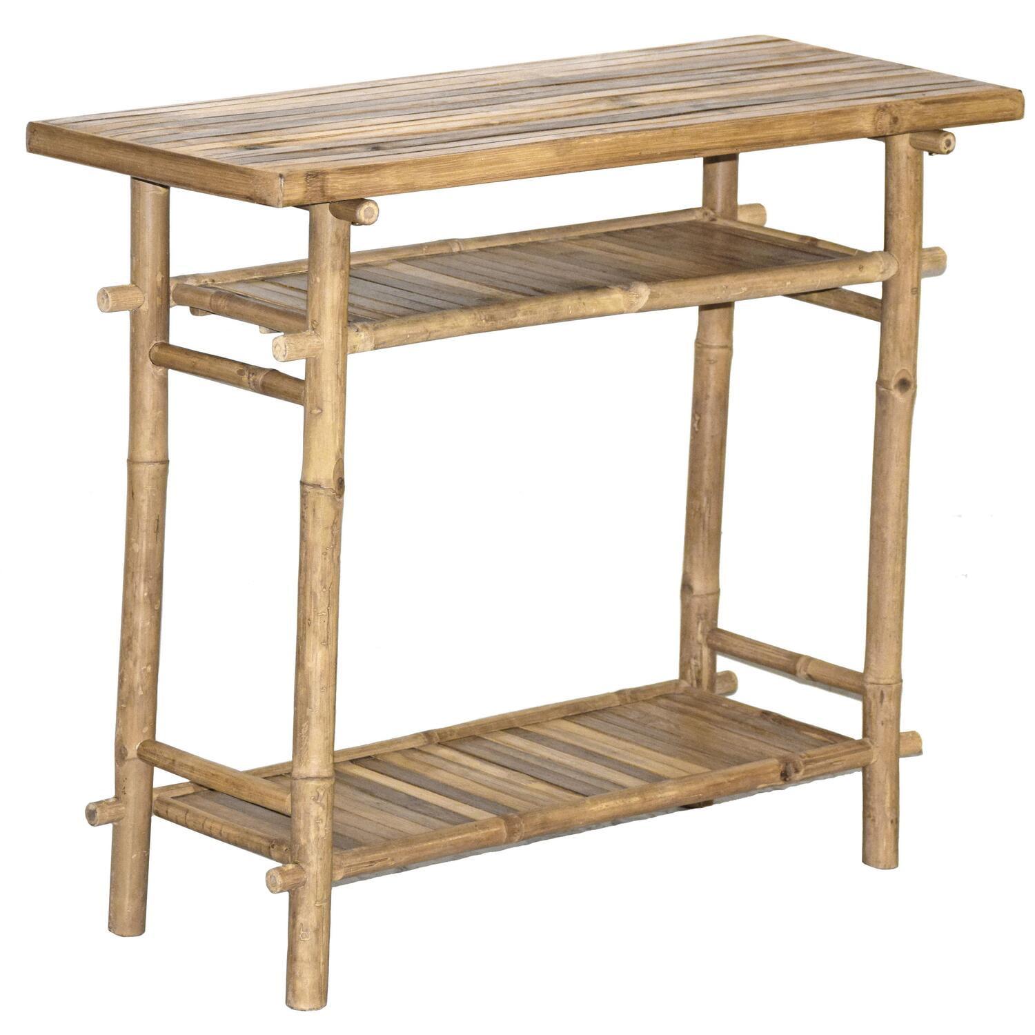 Eco-Friendly Bamboo Rectangular Console Table with Storage