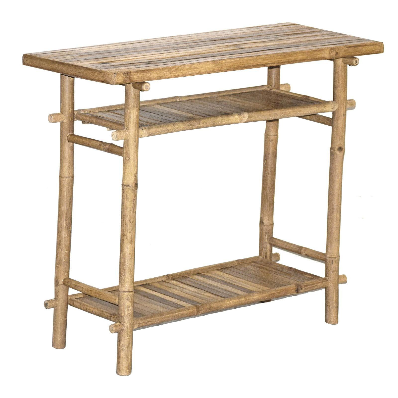 Eco-Friendly Bamboo Rectangular Console Table with Storage