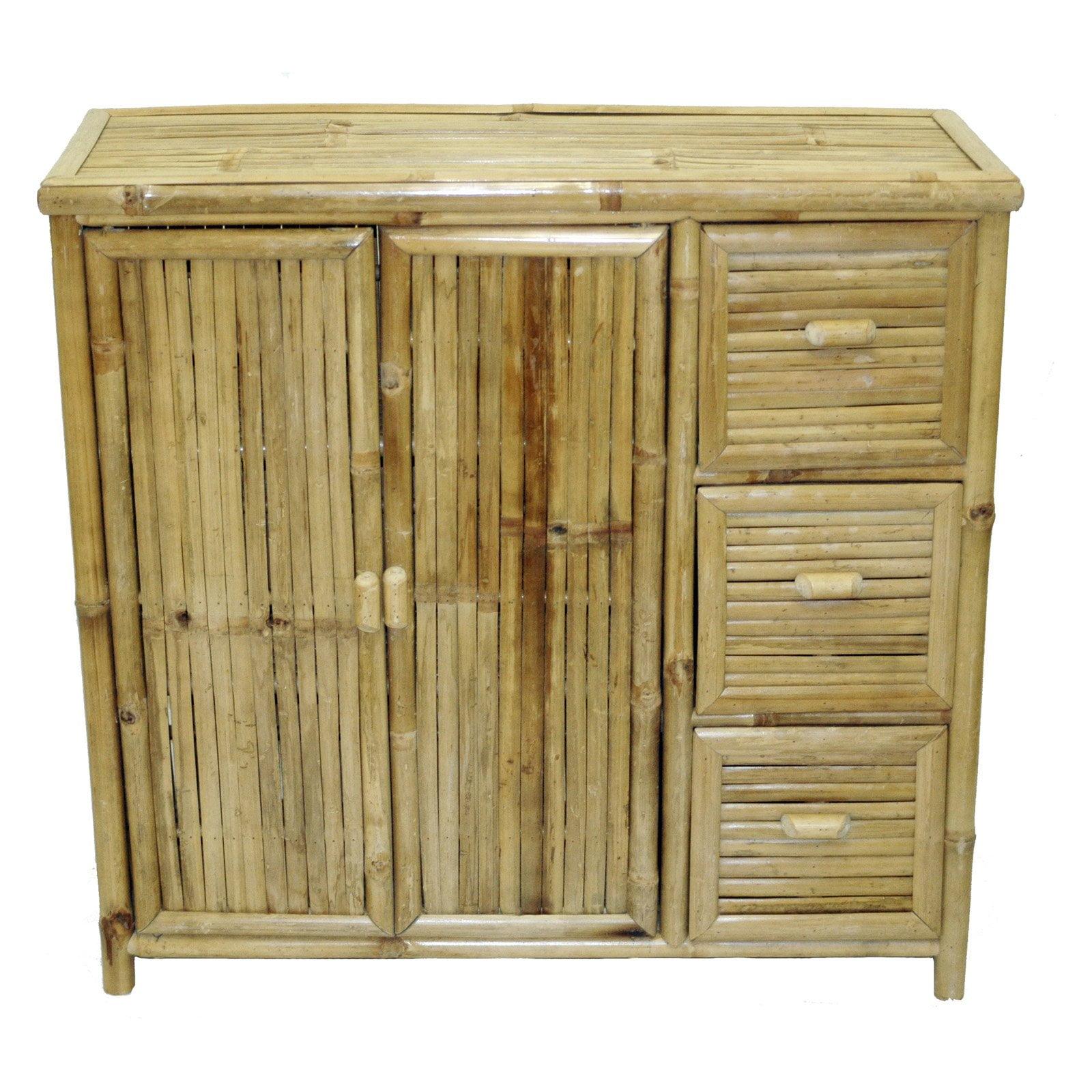 Natural Bamboo 31" Storage Table with Drawers