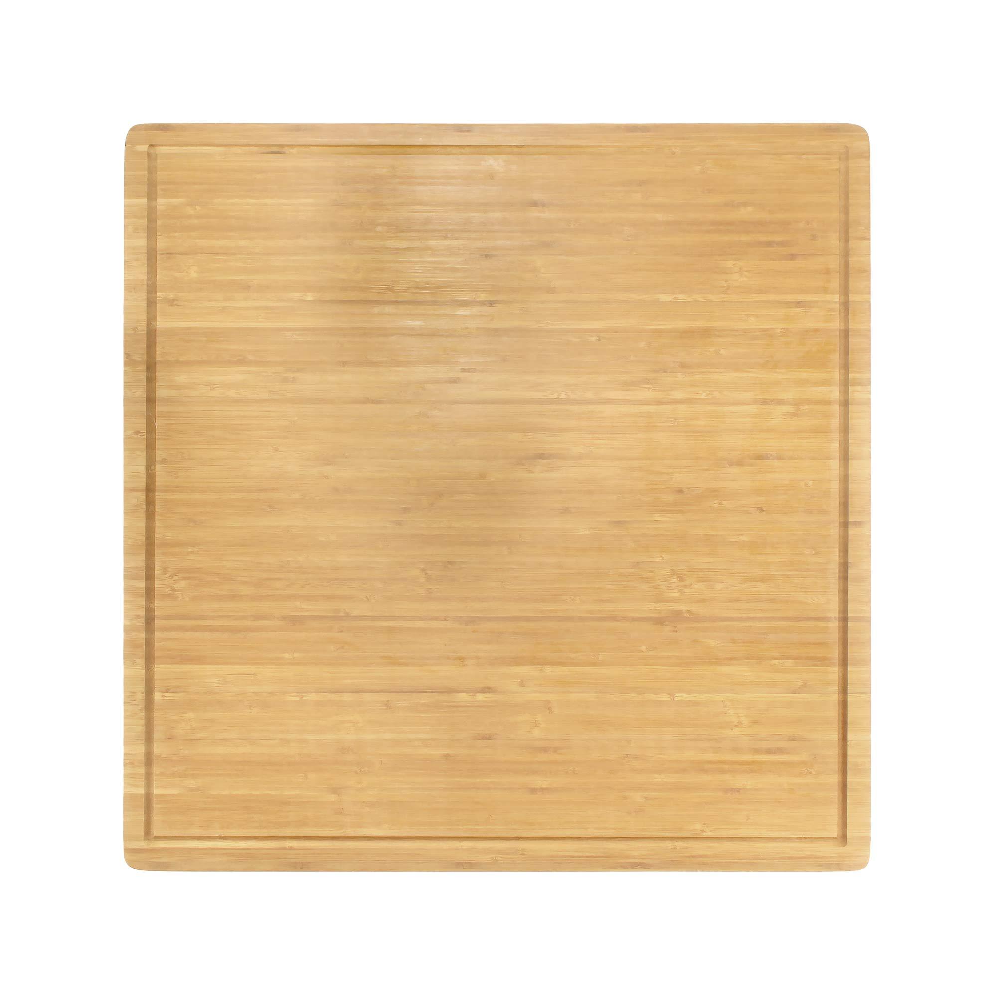 BambooMN Bamboo Burner Cover Cutting Board - 3 Ply - Extra Large Square - Grooved/Flat (24" x 24" x 0.75") - 1 Piece
