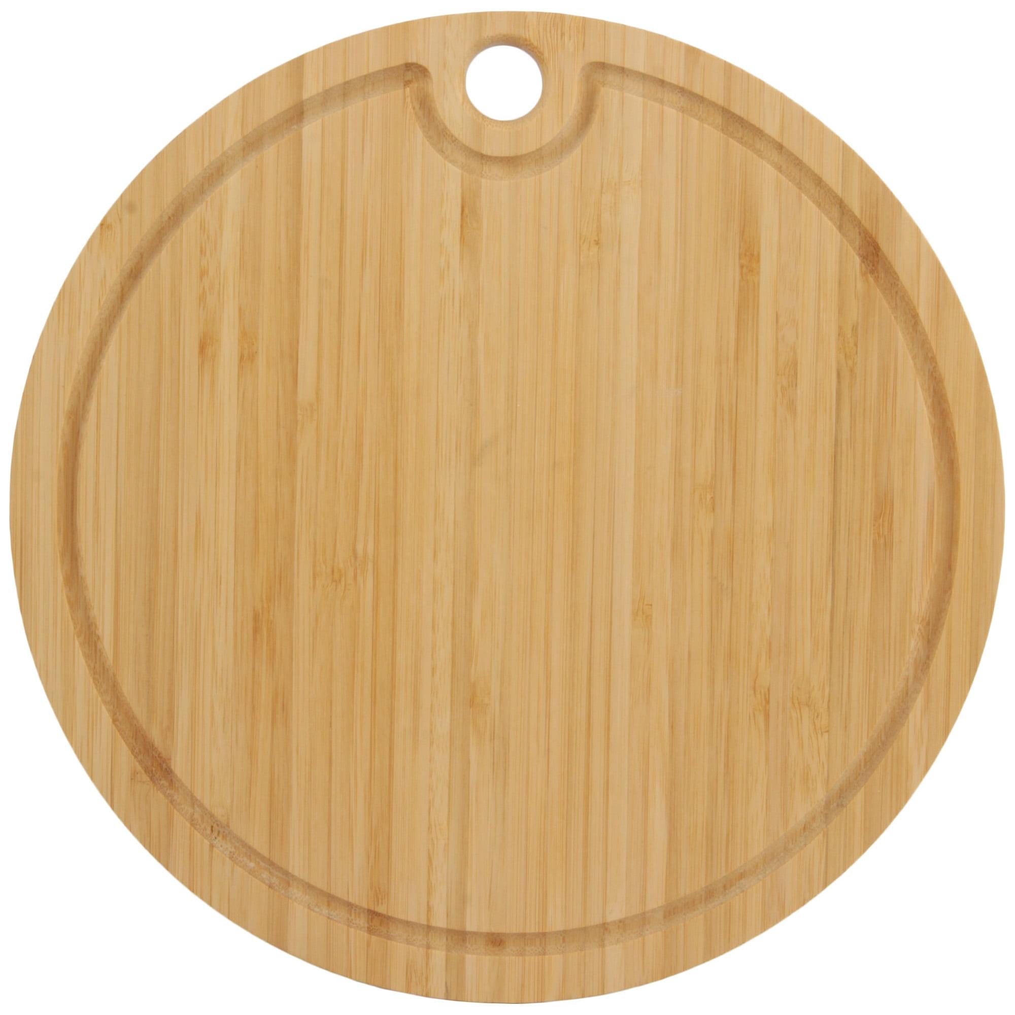 Round Bamboo Cutting and Serving Board with Juice Groove