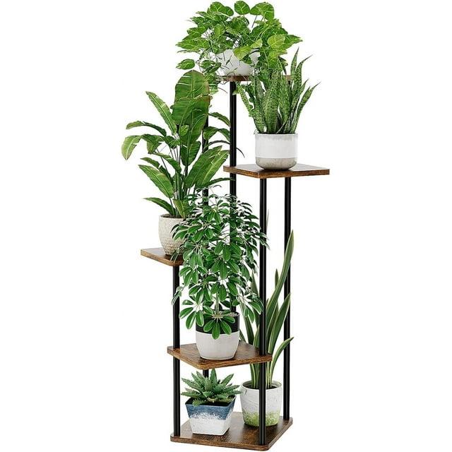 Arlmont & Co. Plant Stand Indoor 5 Tier Metal Plant Shelf for Multiple Plants Corner Tall Flower Holders for Living Room Balcony Bedroom Patio Garden