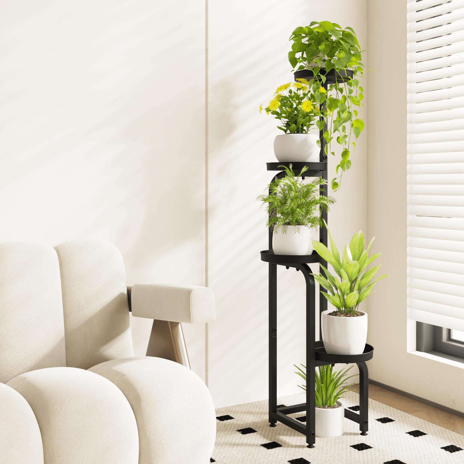 Tall Plant Stand Indoor Outdoor, 4 Tier Heavy Duty Plant Shelf For Patio Garden Balcony Living Room Bedroom