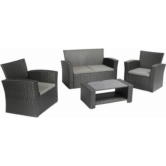 Baner Garden Complete Patio 4 Piece Rattan Wicker Conversation Set