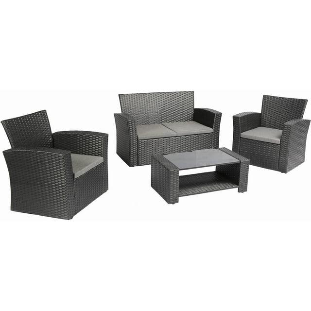 Baner Garden Complete Patio 4 Piece Rattan Wicker Conversation Set