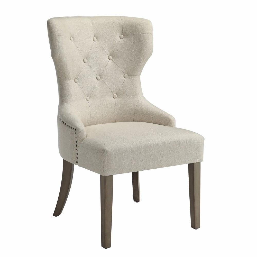 Coaster Traditional Tufted Upholstered Fabric Dining Chair in Beige