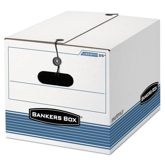 White and Blue Medium-Duty Stackable File Storage Box