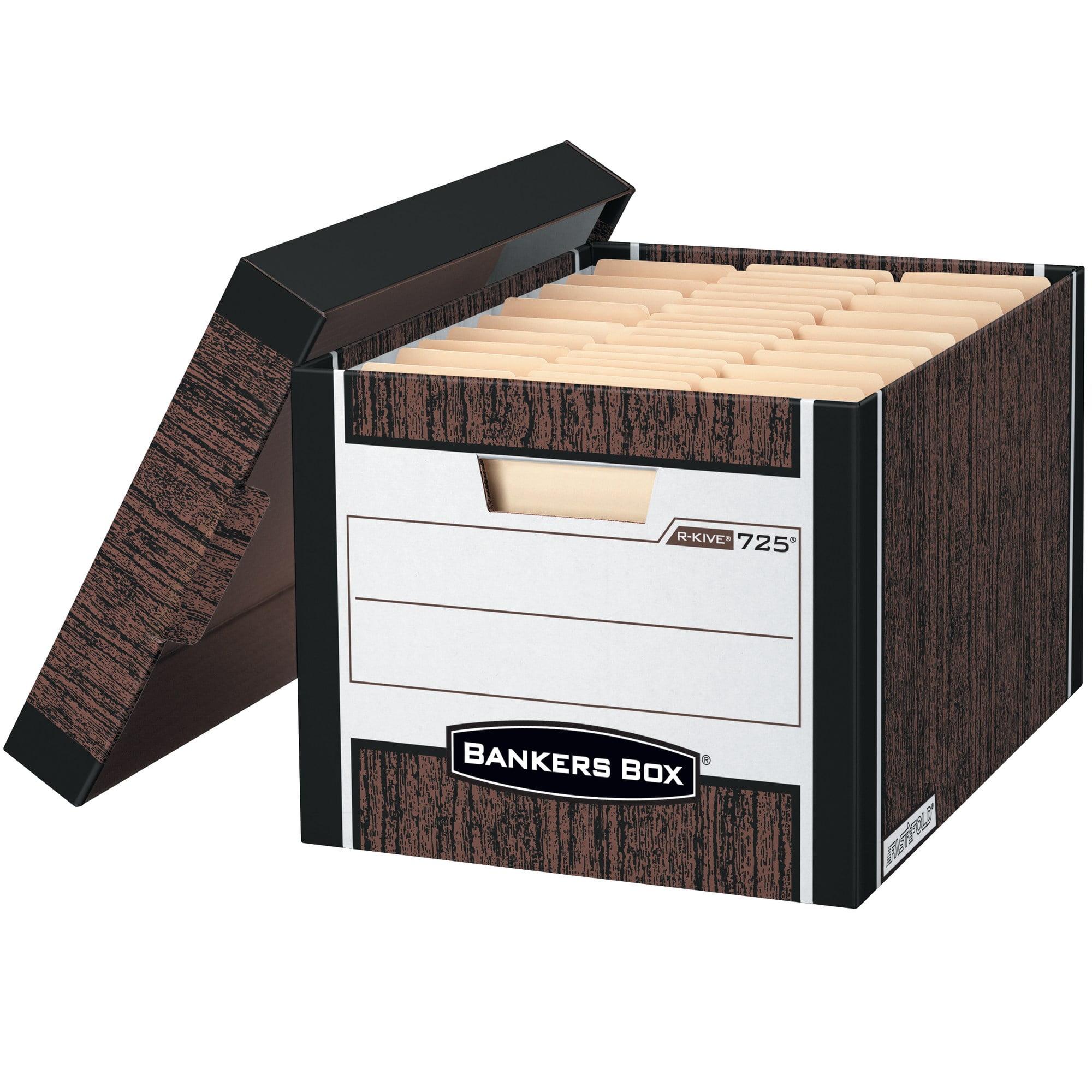 Bankers Box R-KIVE Max Storage Box Letter/Legal Locking Lid Woodgrain 4/Carton 0072506