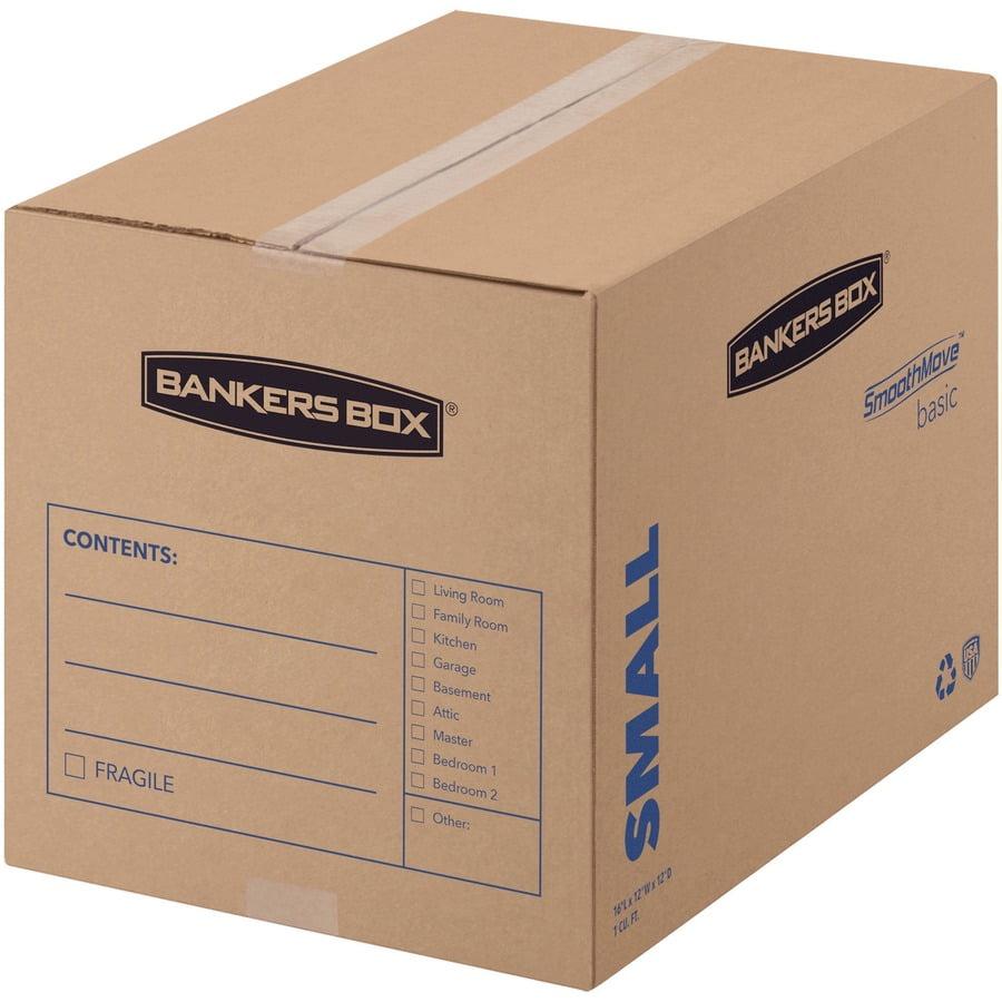 SmoothMove Basic Moving Boxes, Small Internal Dimensions: 12" Width x 16" Depth x 12" Height - External Dimensions: 12.3" Width x 16.5" Depth x 12.6" Height - Heavy Duty - Corrugated - Kraft, Black