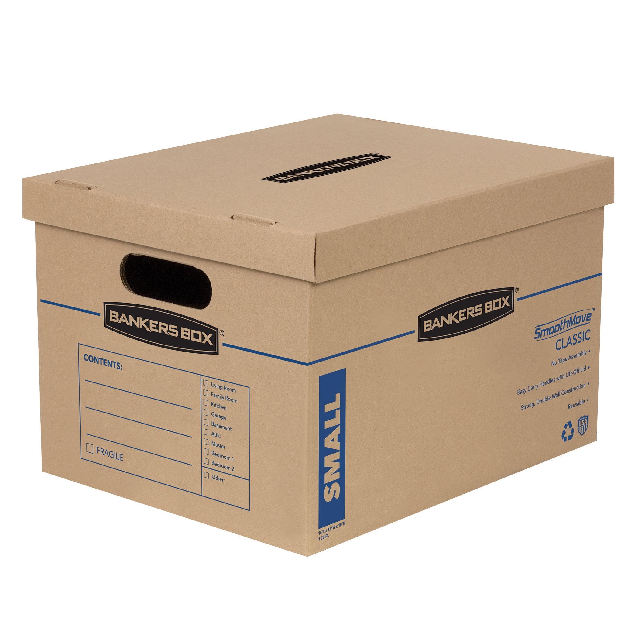 Bankers Box SmoothMove Classic Moving/Storage Boxes, Half Slotted Container (HSC), Small, 12" x 15" x 10", Brown/Blue, 20/Carton