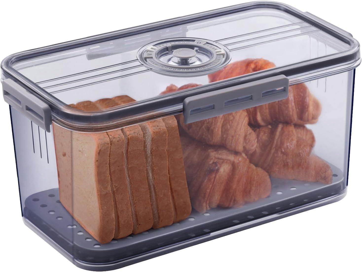Rebrilliant Bread Box Bread Boxes for Kitchen Counter Airtight, Time Recording Bread Storage