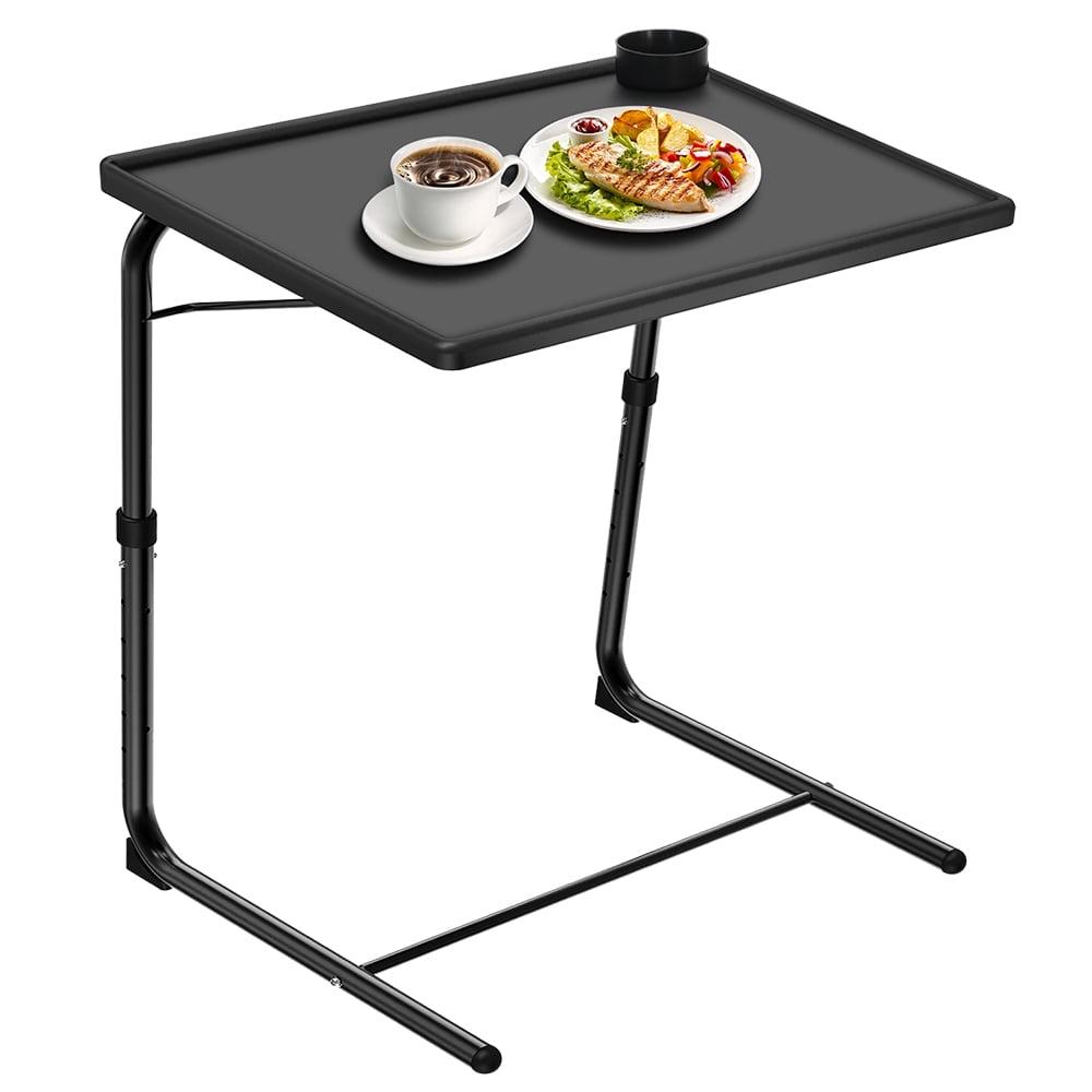 Baokaler Adjustable TV Tray Table - TV Dinner Tray on Bed & Sofa, Comfortable Folding Table with 6 Height & 3 Tilt Angle Adjustments (Black)