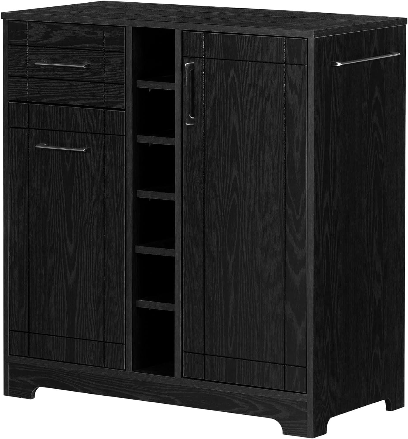 Black Oak Laminated Particle Board Bar Cabinet with Shelves