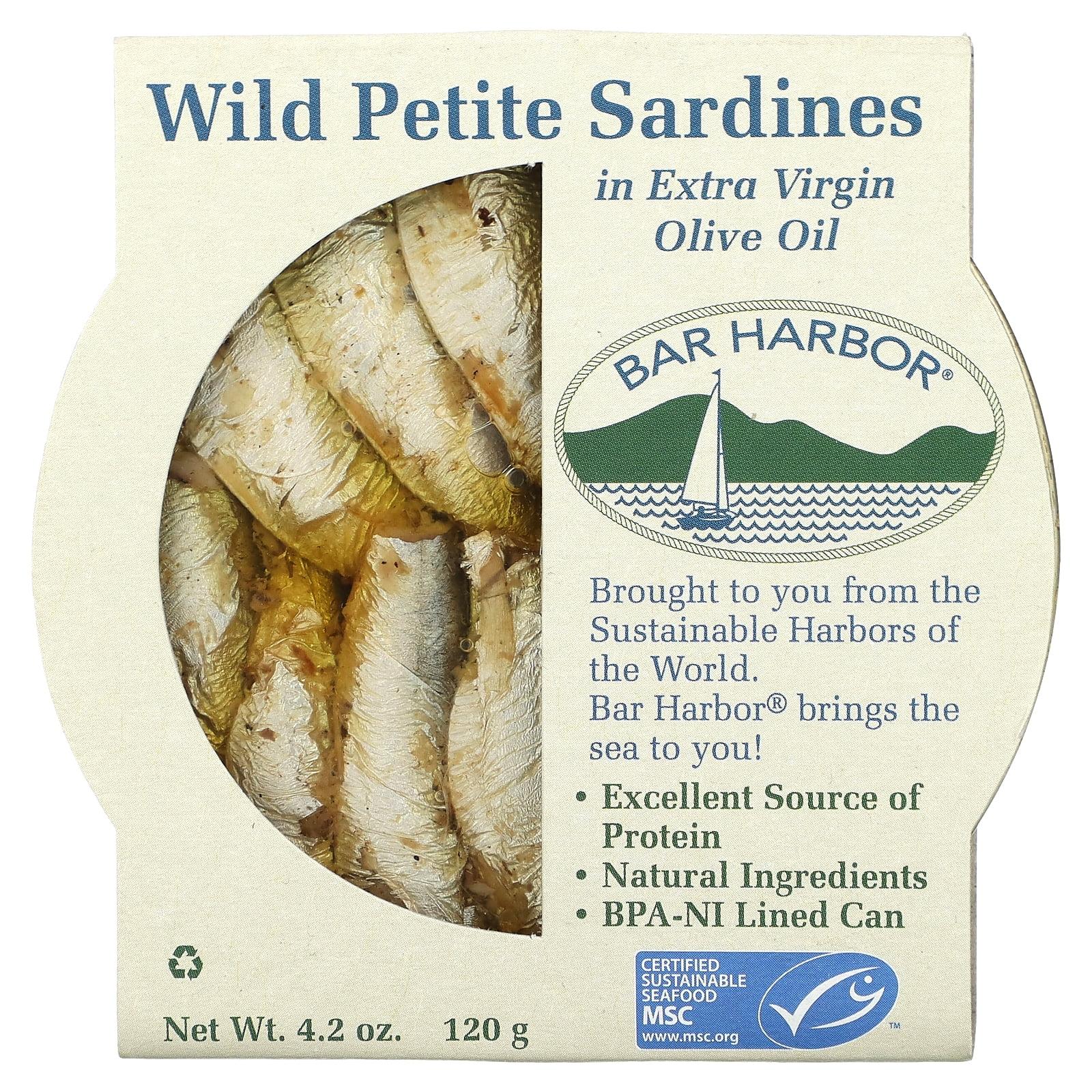 Bar Harbor Wild Petite Sardines in Extra Virgin Olive Oil, 4.2 oz (120 g)