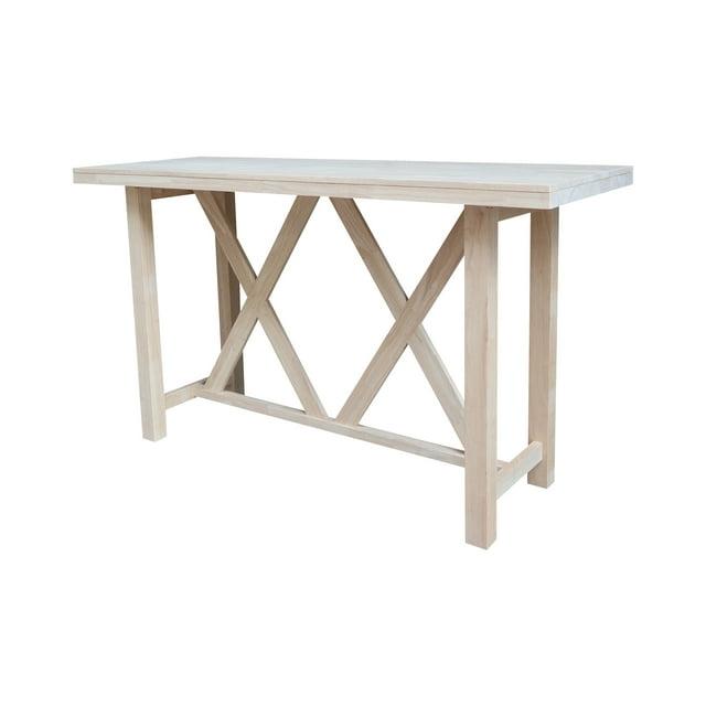Paul Bar Height Table Unfinished - International Concepts: Solid Wood, 42" High, Rectangular, Seats 4