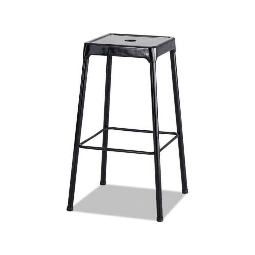 29" Black Powder-Coated Steel Backless Bar Stool