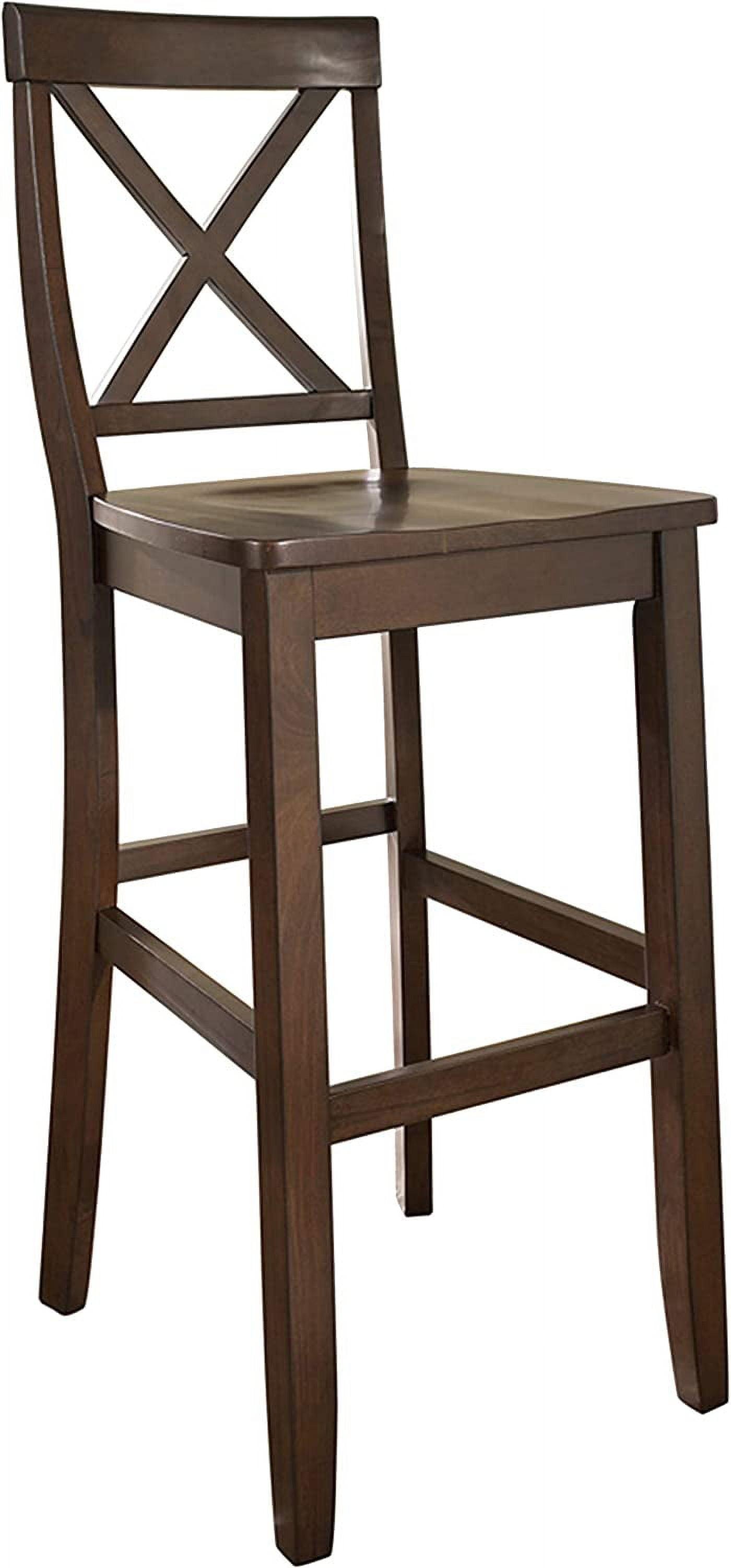 Crosley Set of 2 30" X-Back Barstools Mahogany: Traditional Farmhouse Design, Rubberwood Frame, Footrest