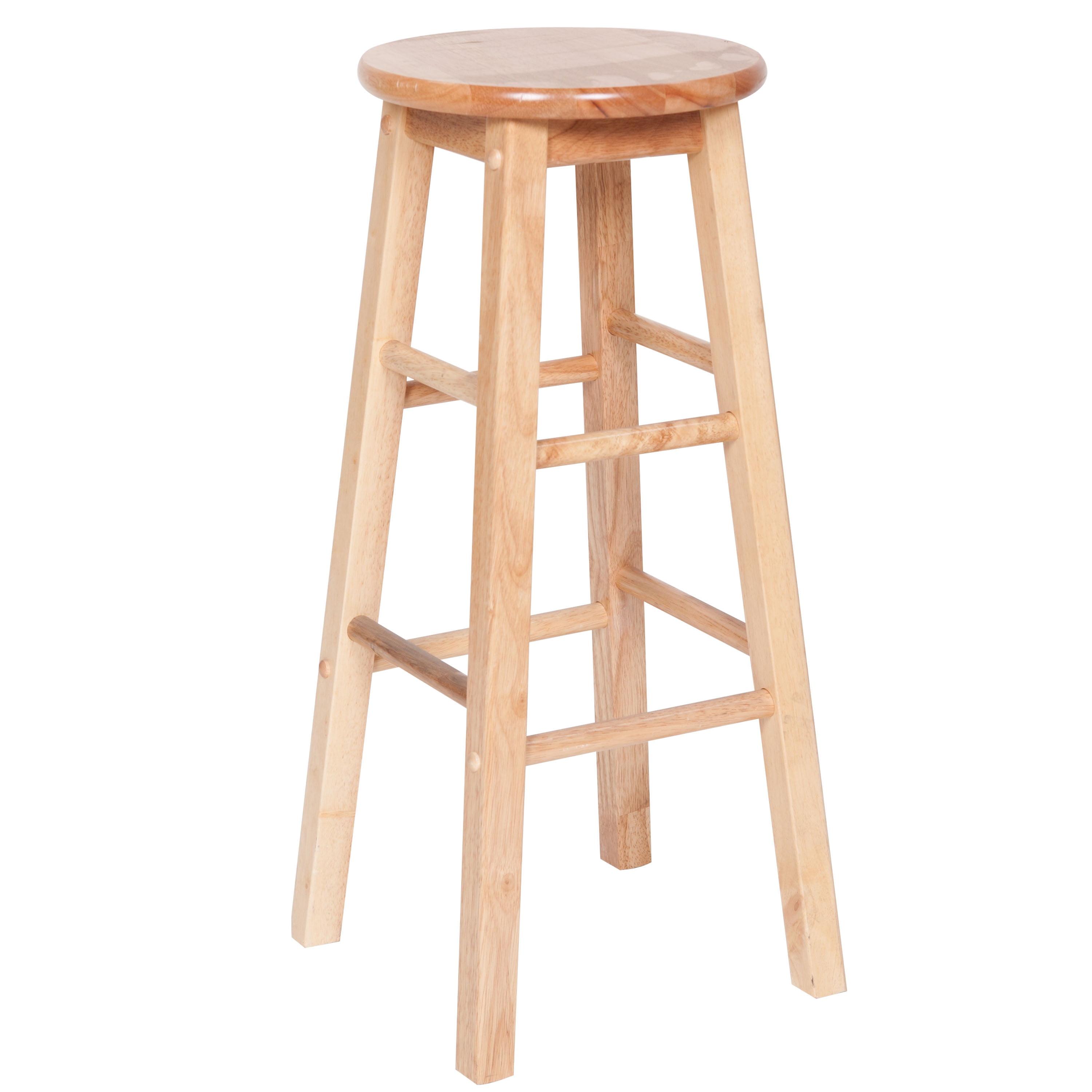 Classic Natural Wood-Grain 29'' White Counter Stool