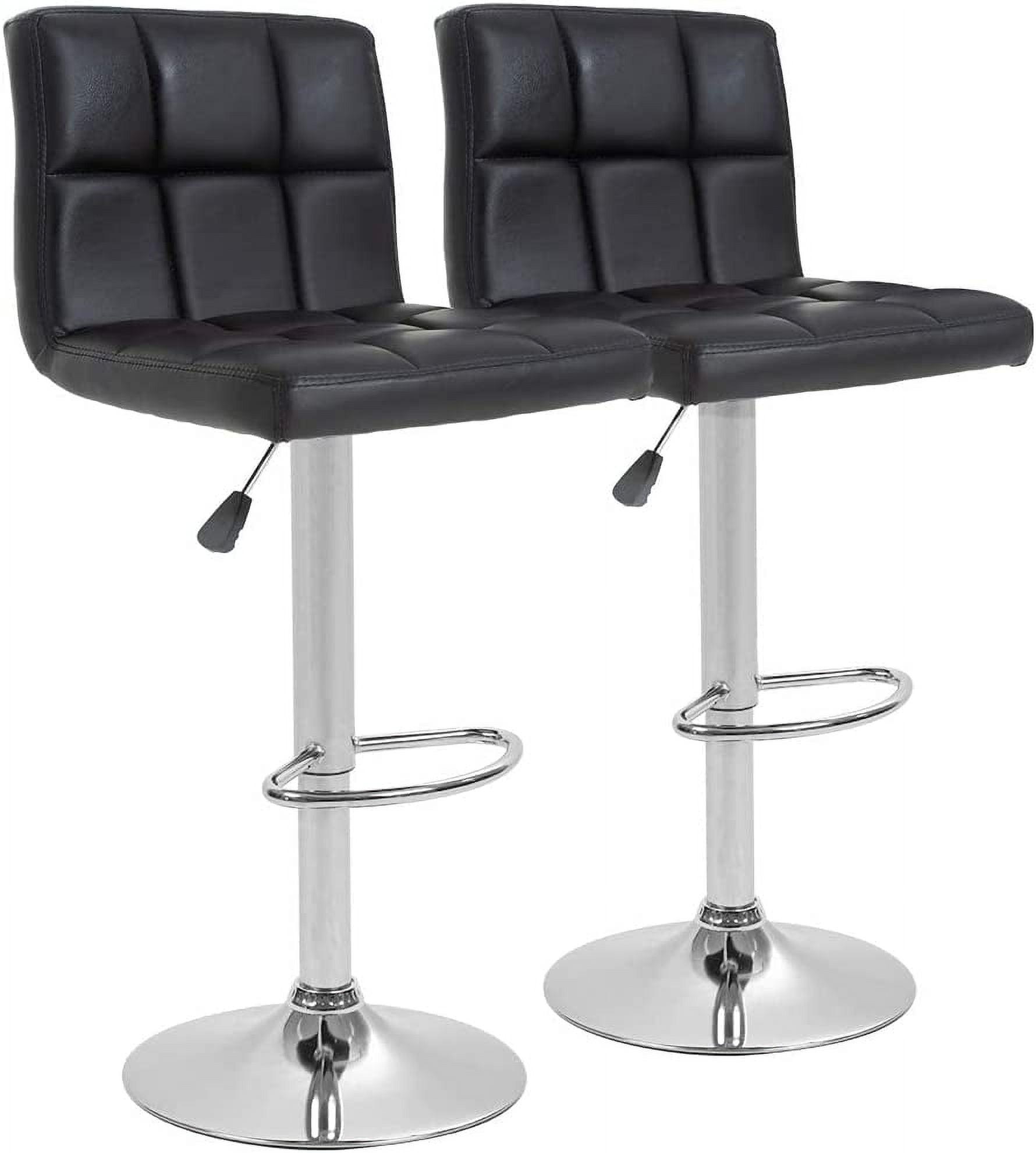 FDW Bar Stool Height Adjustable Swivel Stool with Back PU Leather Kitchen Counter Stools Set of 2 Dining Chairs