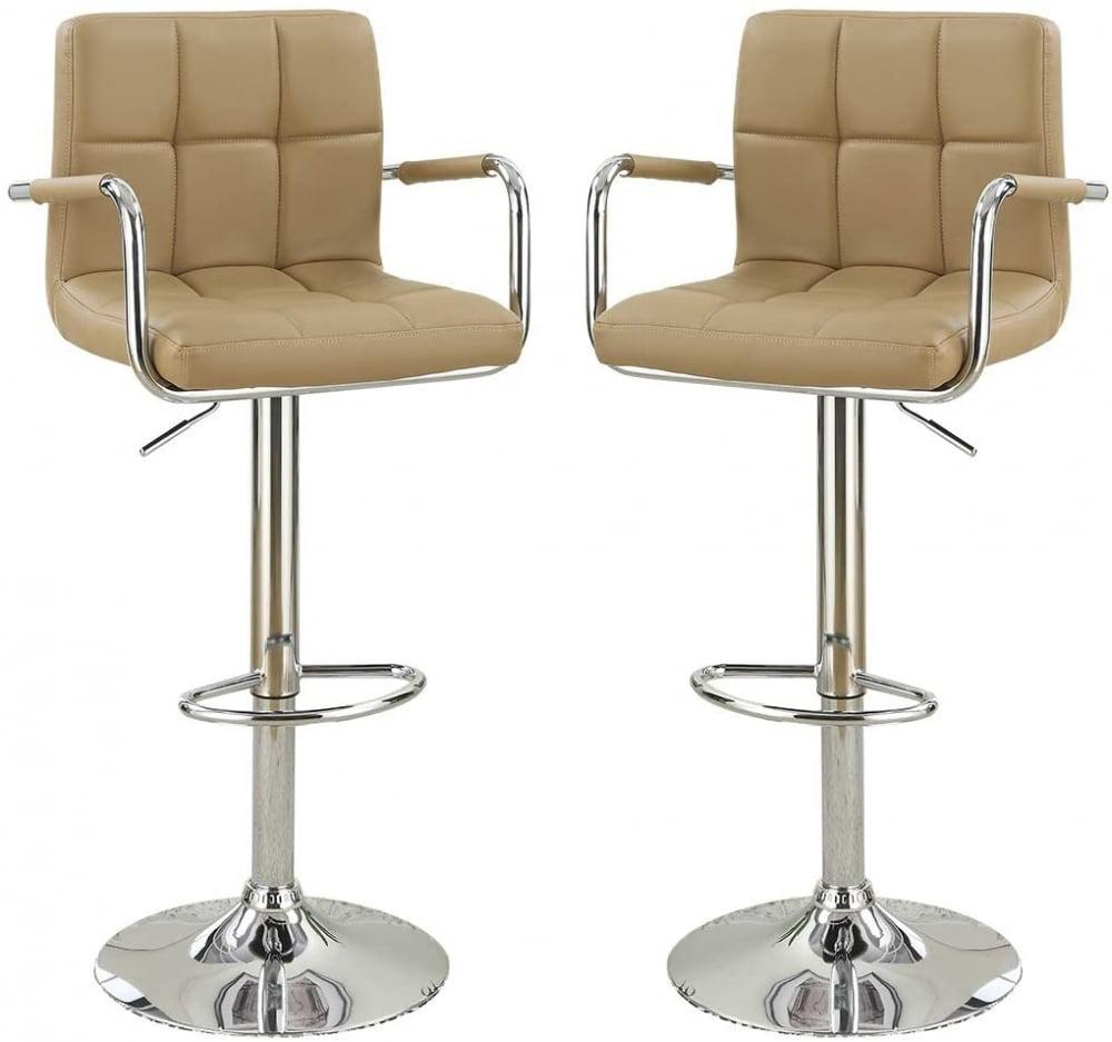 Luxor Adjustable Brown Leather Swivel Barstool with Silver Metal Base