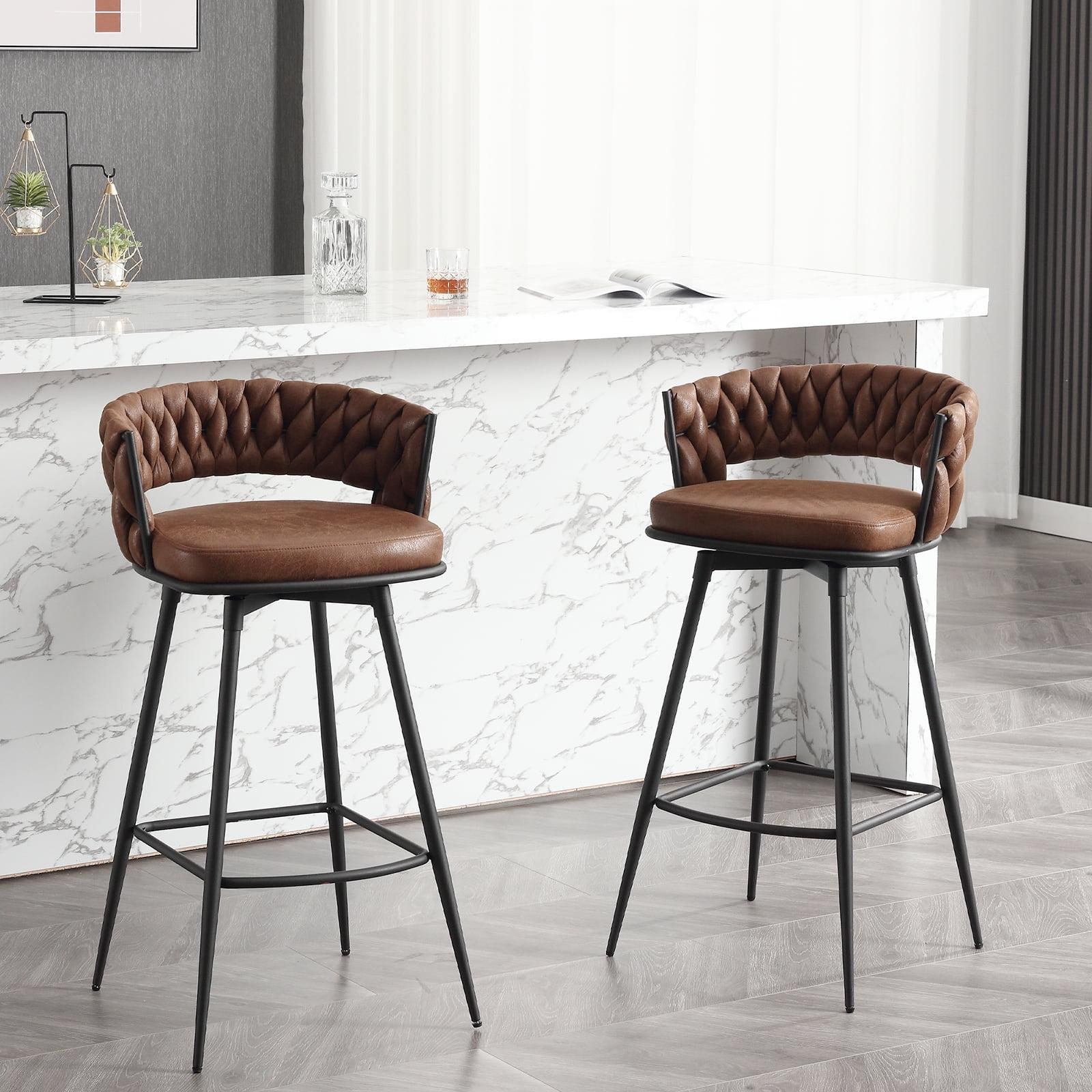 Corrigan Studio® Kymberlynn Swivel Upholstered Low Back Bar & Counter Stool With Metal Frame (Set of 2)