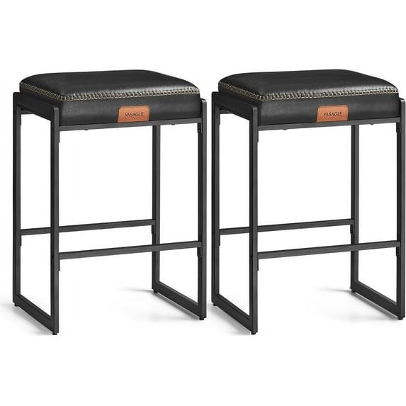 VASAGLE Bar Stools Set of 2, Counter Height Bar Stools, Synthetic Leather with Stitching (Set of 2)