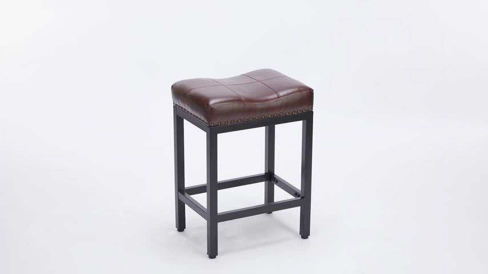 Bar Stools Set of 2 Counter Height Stools 24 inch Bar PU Leather Saddle Stool