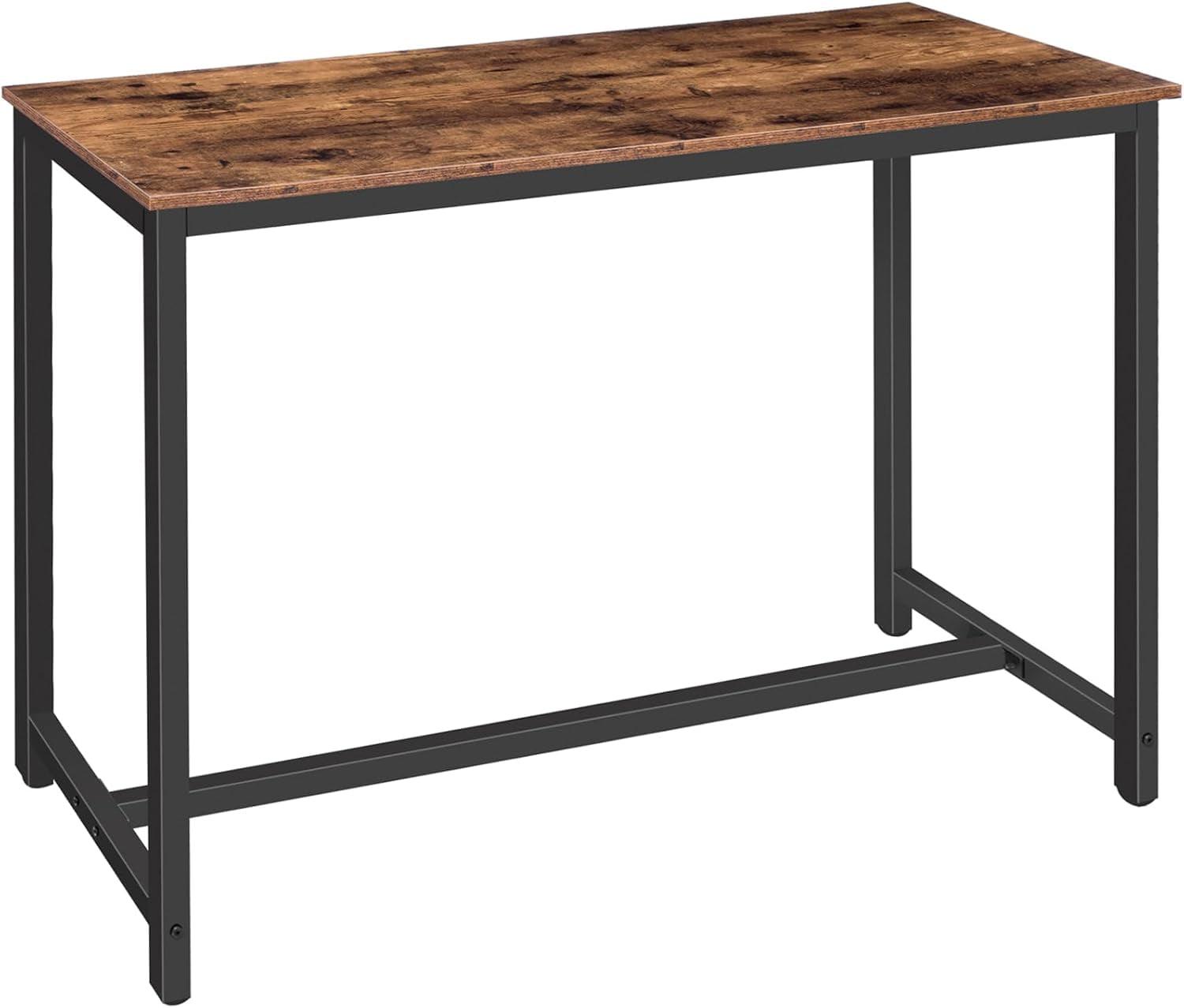 Rustic Brown Reclaimed Wood Industrial Bar Height Table