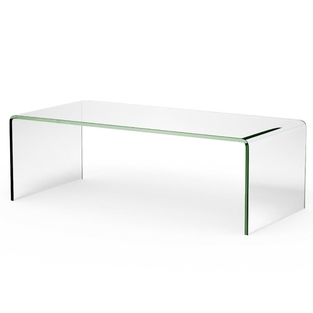 Barara King Coffee Table,Dining Table,Center Table,42 x 19.7 Inch Clear Tempered Glass Coffee Table with Rounded Edges