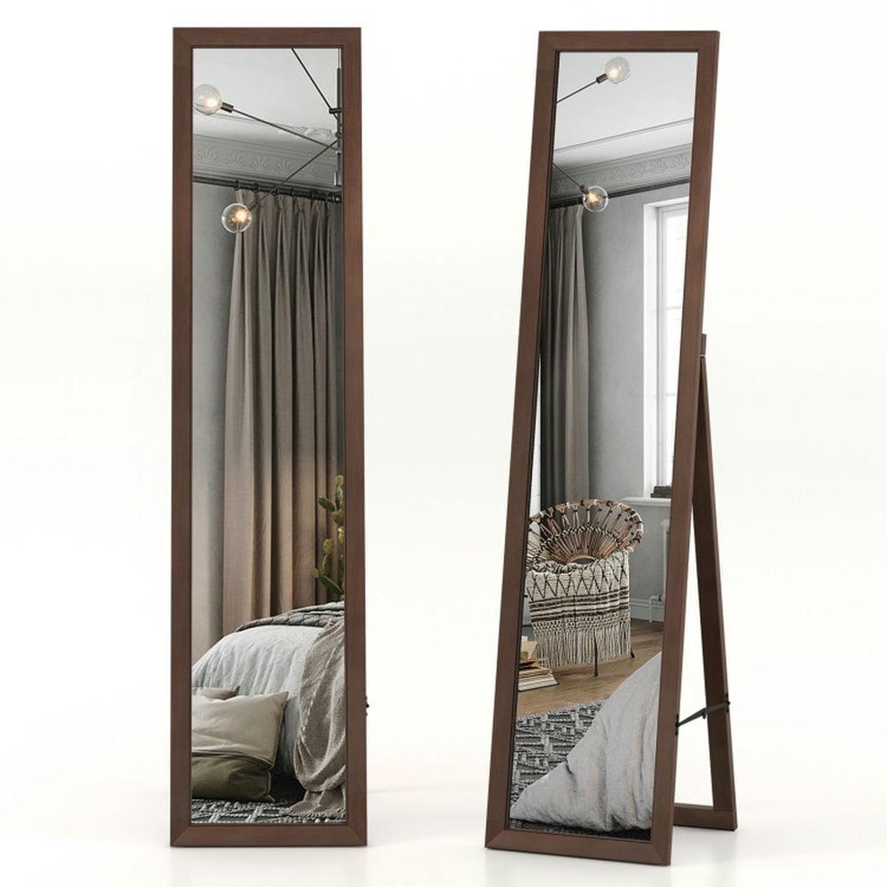 Tangkula 61" x 14.5" Full Length Mirror w/ Stand Solid Wood Frame Full Body Mirror
