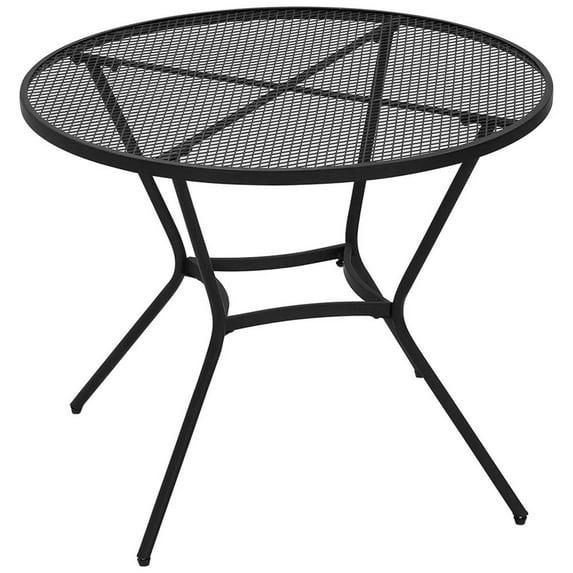 Flash Furniture Oia Commercial Grade 35.25" Round Black Indoor-Outdoor Steel Patio Table with Umbrella Hole
