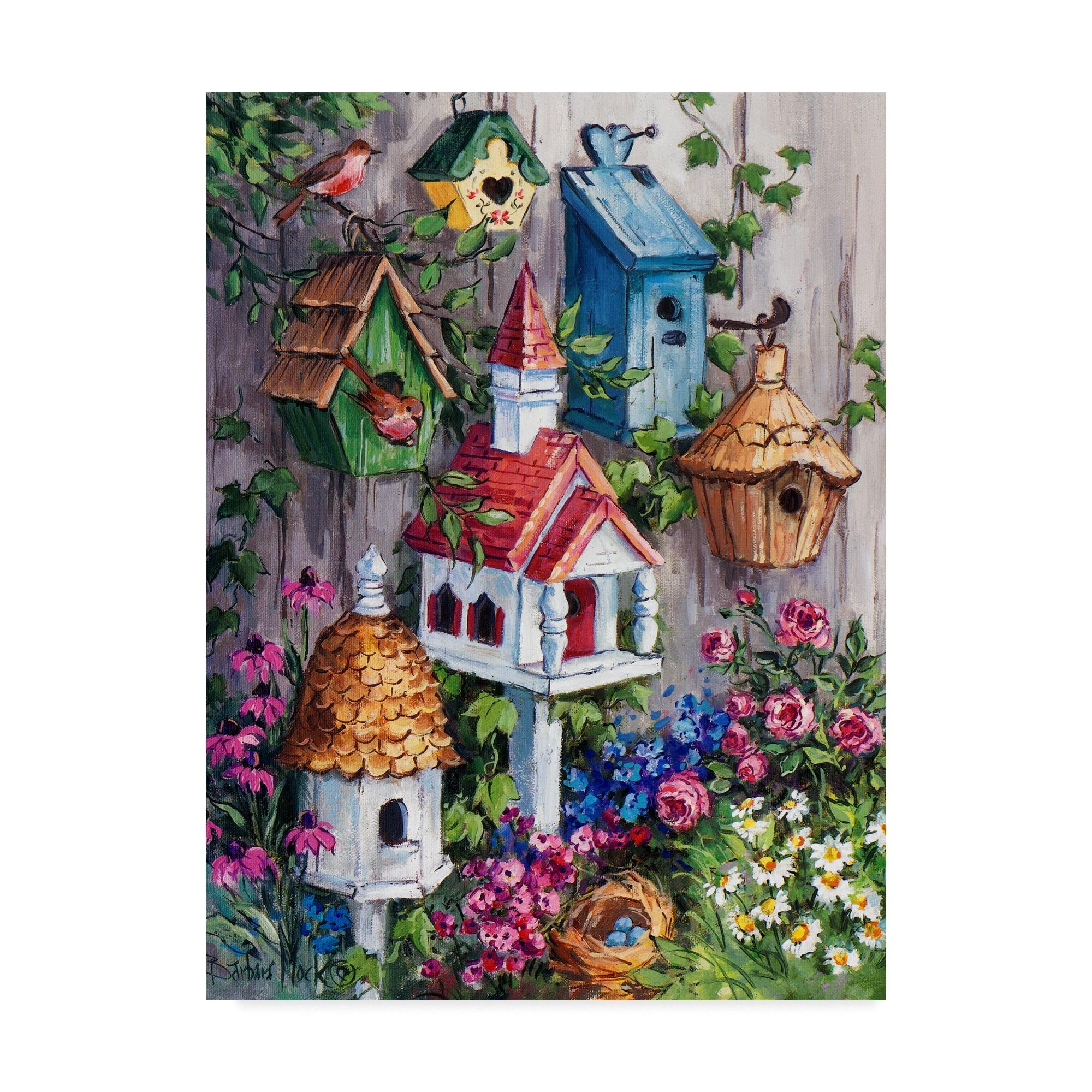 Trademark Fine Art - Barbara Mock 'Birdhouse Cottage' Canvas Art - 14x19