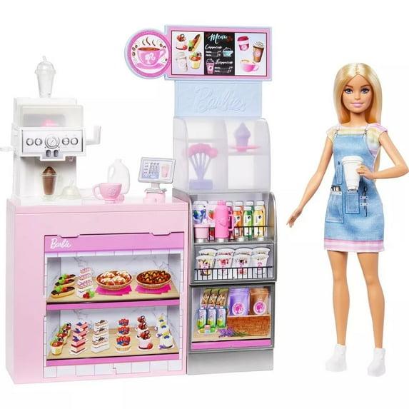 Barbie Coffee Shop Playset with Blonde Barista Doll with Working Coffee Maker & Accessories