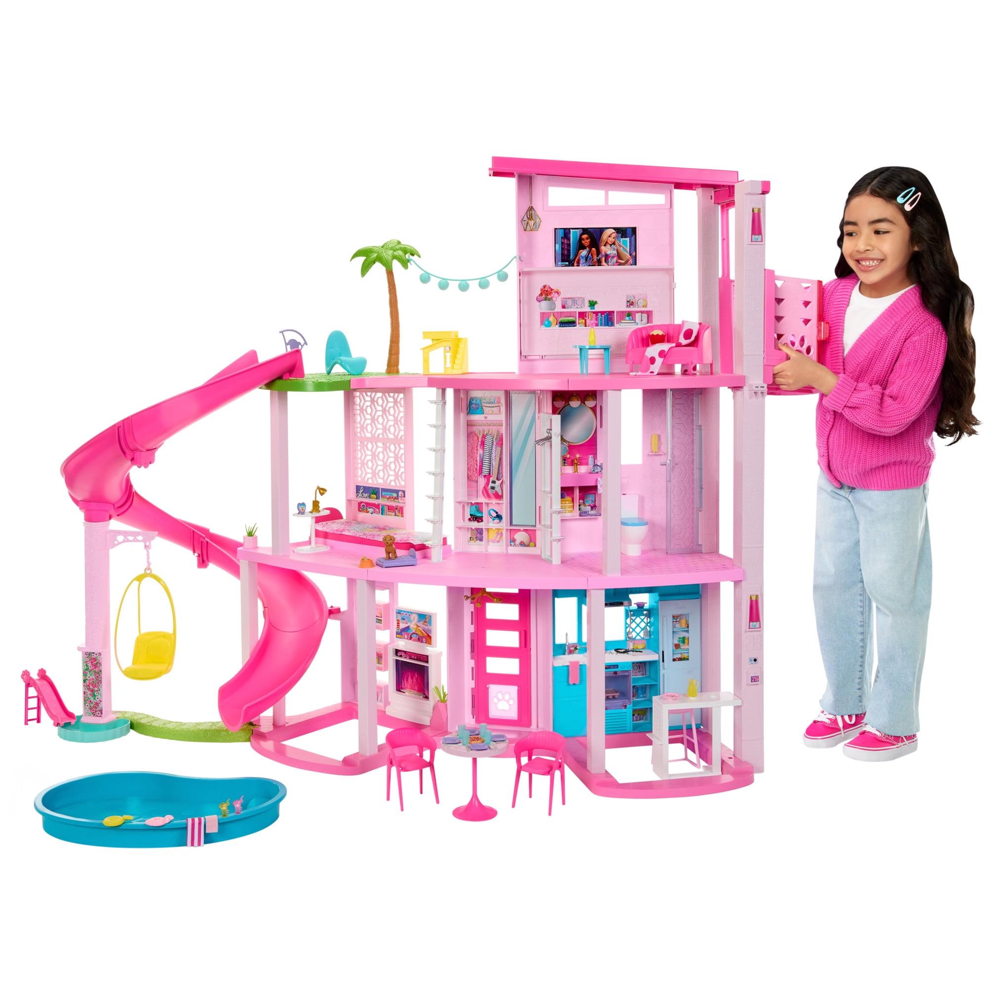 Barbie Dreamhouse Pool Party Doll House with 75+ pc, 3 Story Slide: Adult Assembly, Fits 12 Inch Dolls