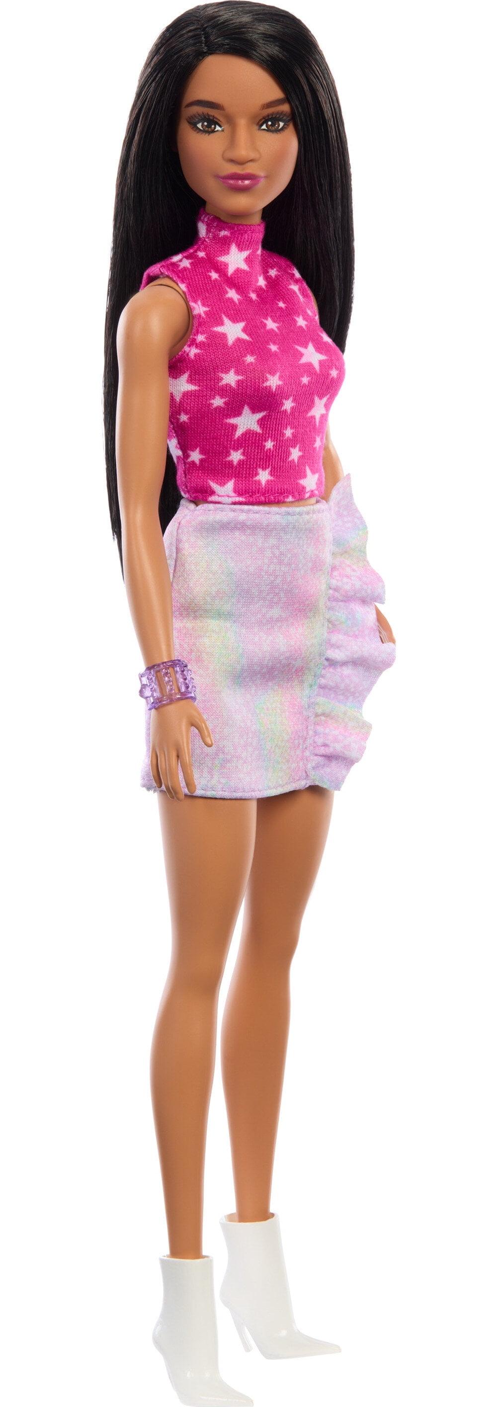 Barbie Fashionistas Doll #215 with Black Straight Hair & Iridescent Skirt, 65th Anniversary