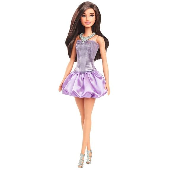 Barbie Fashionistas 11.7" Doll #234 in Sequined Purple Dress and Silvery Accessories Brown Hair